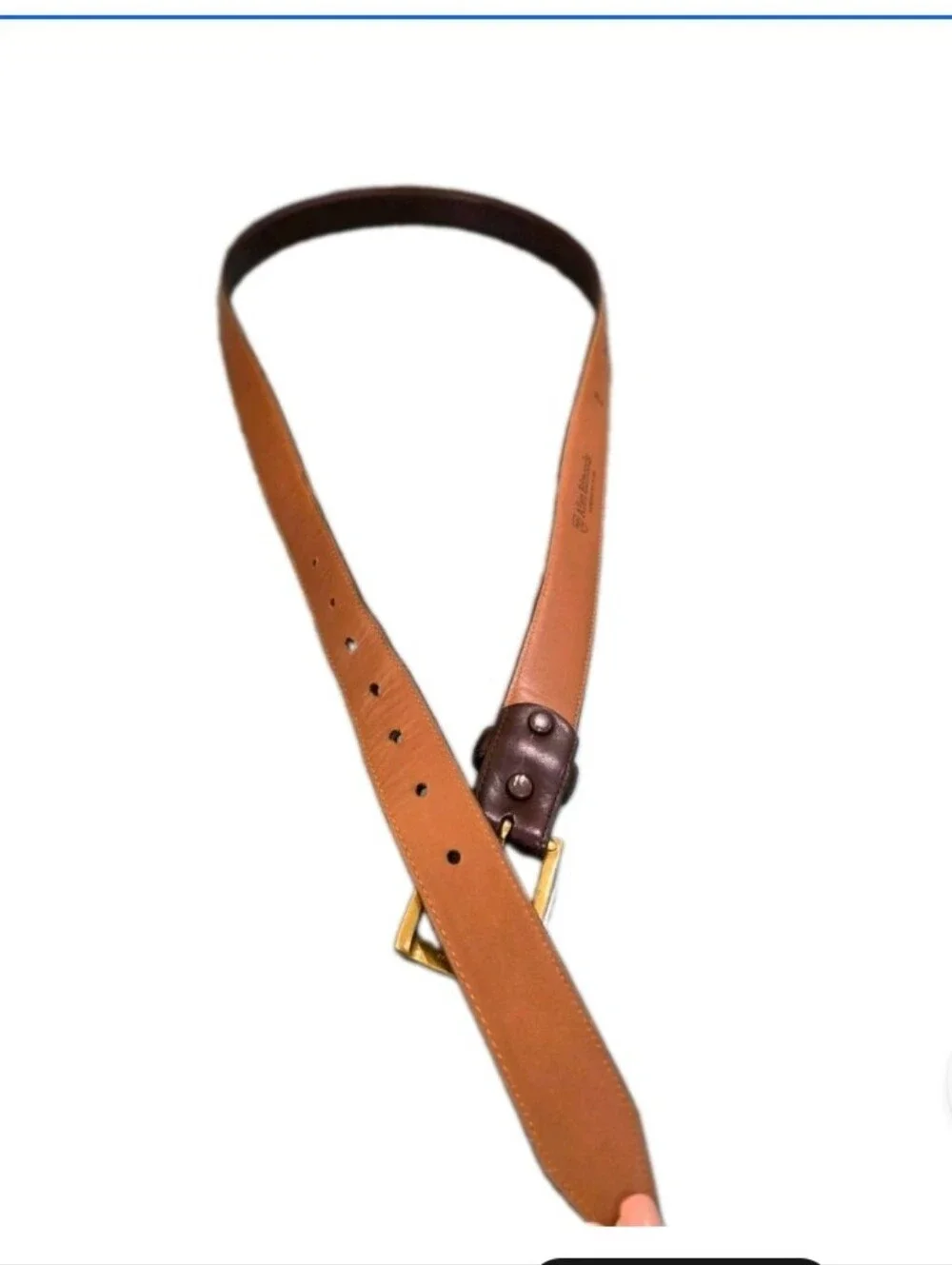 Allen Edmonds Poplar Sz 44 Belt Cordovan w/ Brass Double Interchangeable Buckle